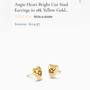 Angie Heart bright cut yellow gold stud earrings